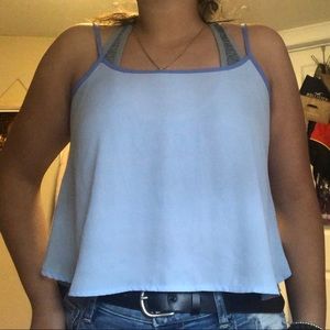 light blue crop top